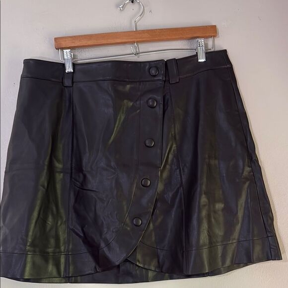 Eloquii Faux Leather Mini Skirt Wrap Style - Picture 1 of 7